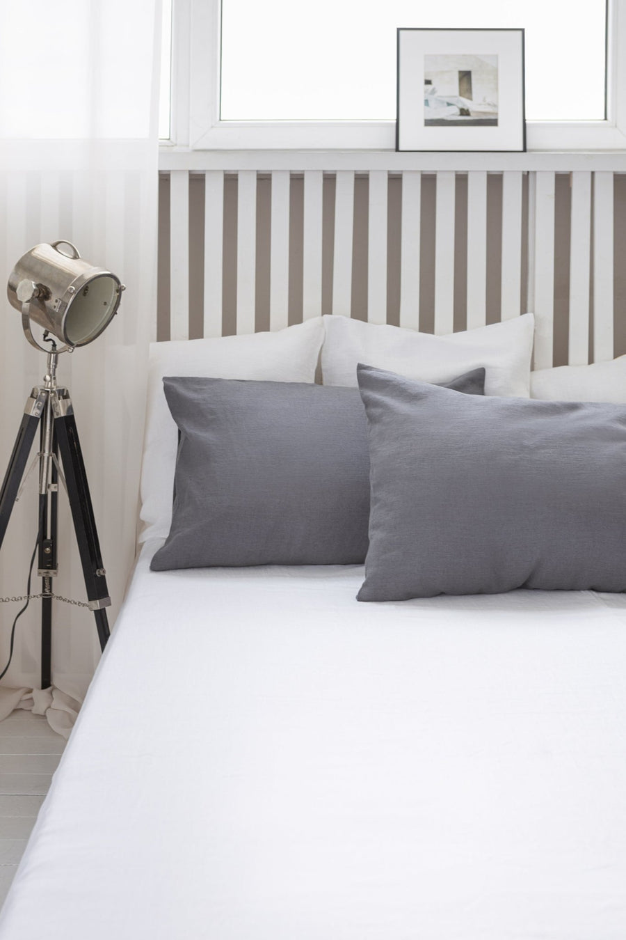 Grey linen bedding set with zipper - Linen Couture