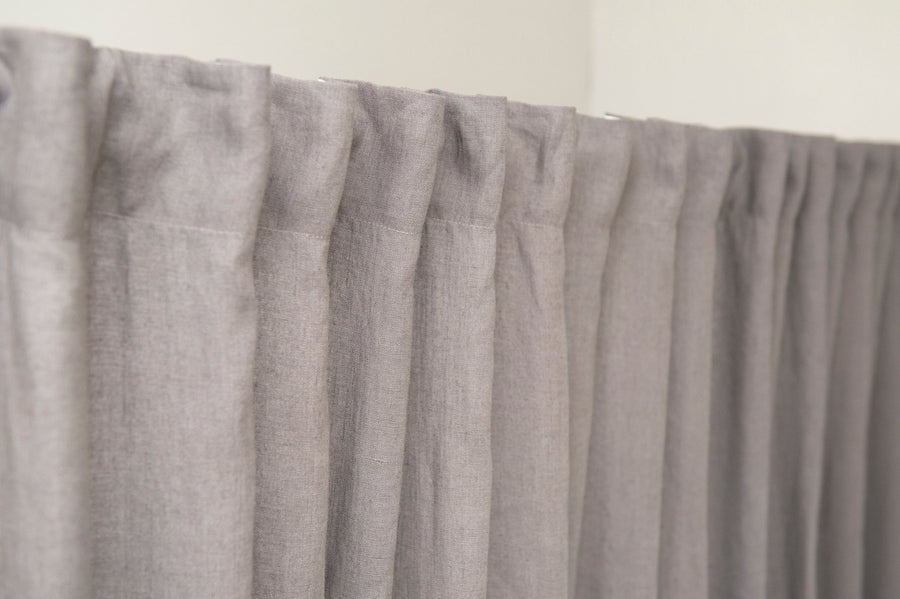 Grey linen curtain with multifunctional heading tape - Linen Couture
