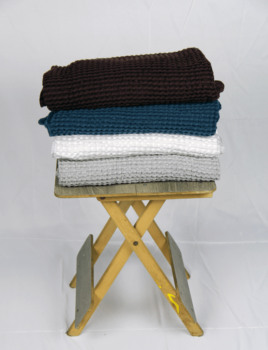 Greyish Green linen waffle towel - Linen Couture