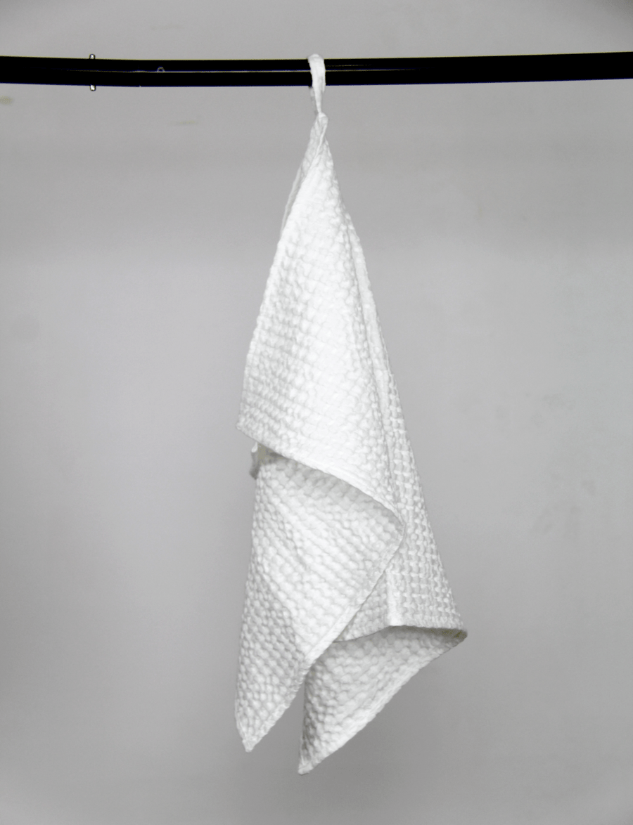 Greyish Green linen waffle towel - Linen Couture