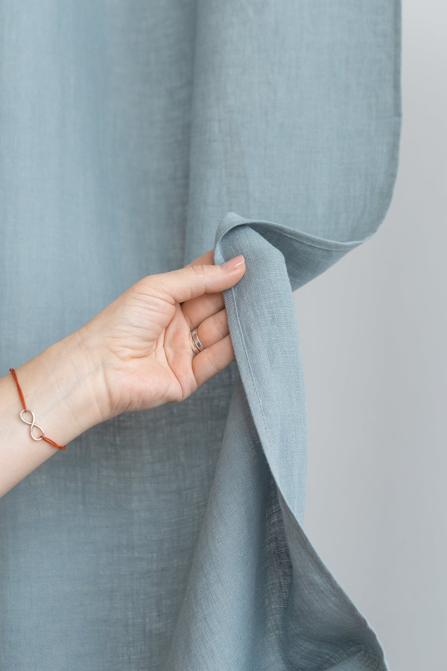 Greyish Mint linen curtain with multifunctional tape - Linen Couture