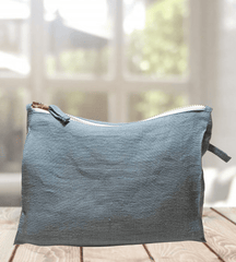 Greyish Mint linen makeup bag - Linen Couture