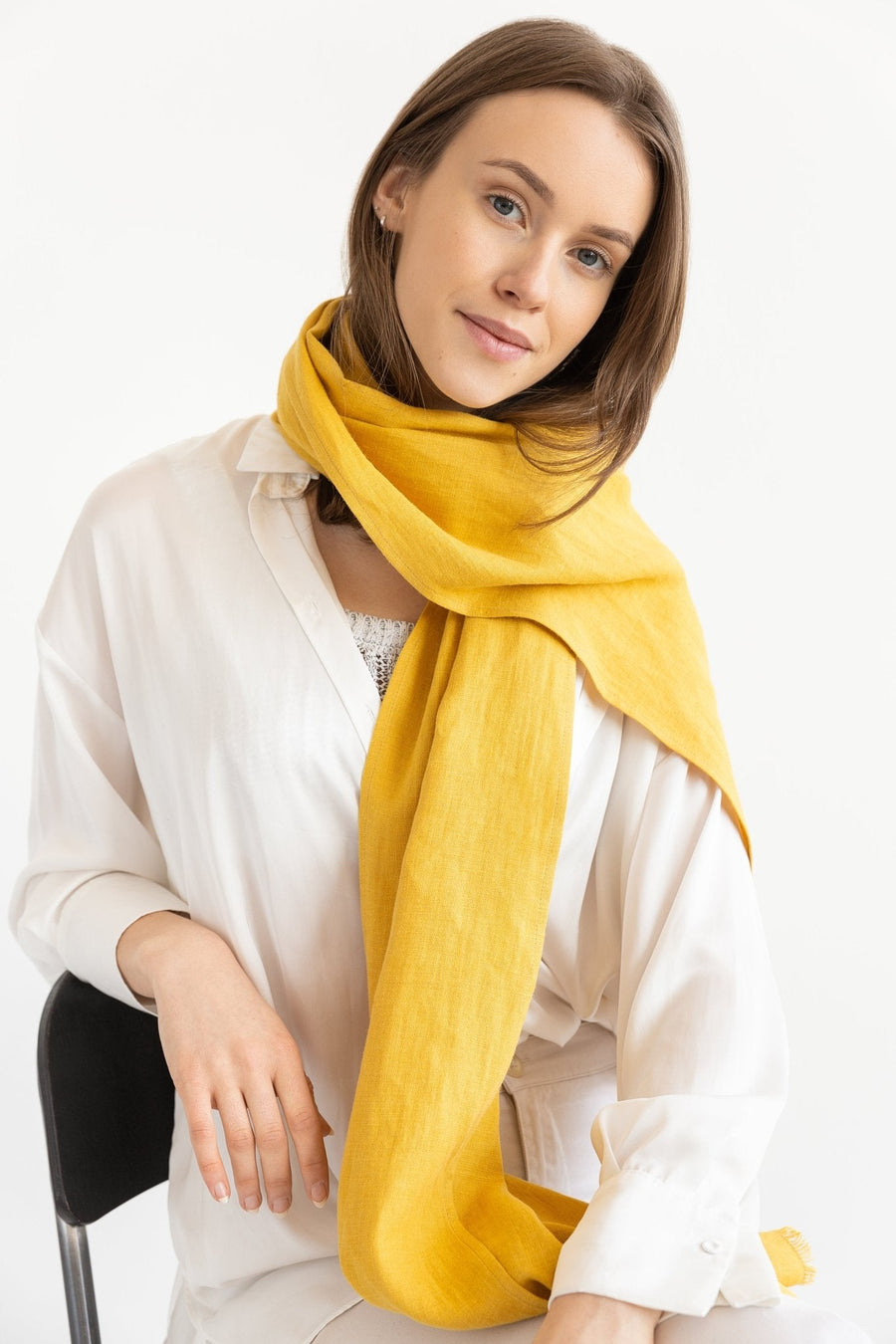 Honey linen scarf - Linen Couture