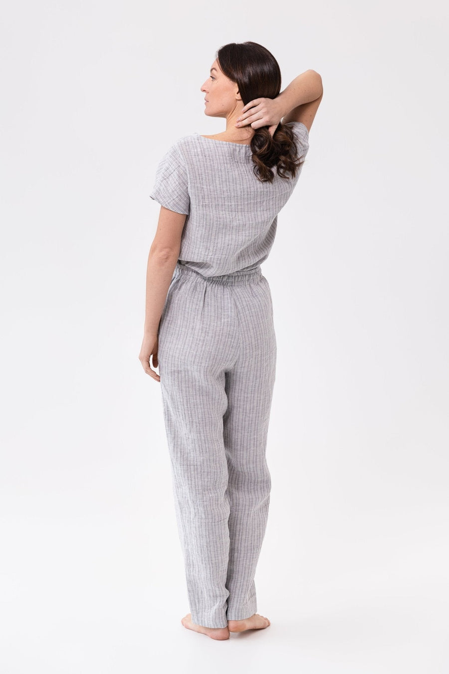 Ice Blue linen / Natural Linen Pajama set / Linen loungewear / Linen sleepwear - Linen Couture