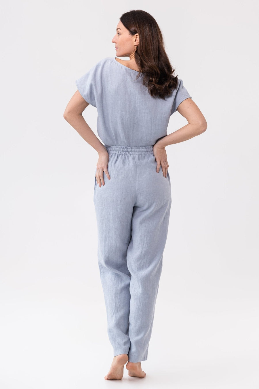 Ice Blue linen / Natural Linen Pajama set / Linen loungewear / Linen sleepwear - Linen Couture