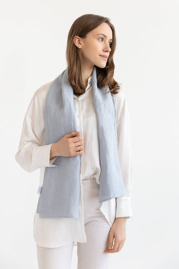 Ice Blue linen scarf - Linen Couture