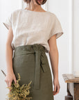 Pastel Plum linen waist apron - Linen Couture Boutique