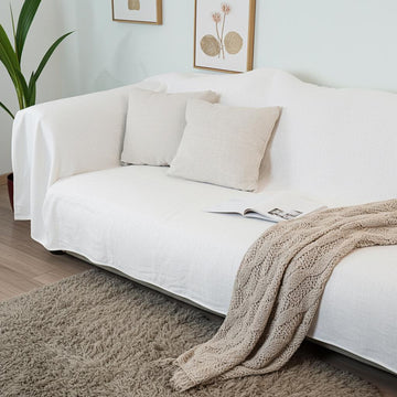 White Linen Couch Cover: Handmade Stonewashed European Linen Slipcover