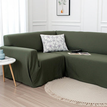 Handmade Moss Green Linen Couch Cover: Custom Sofa Slipcover