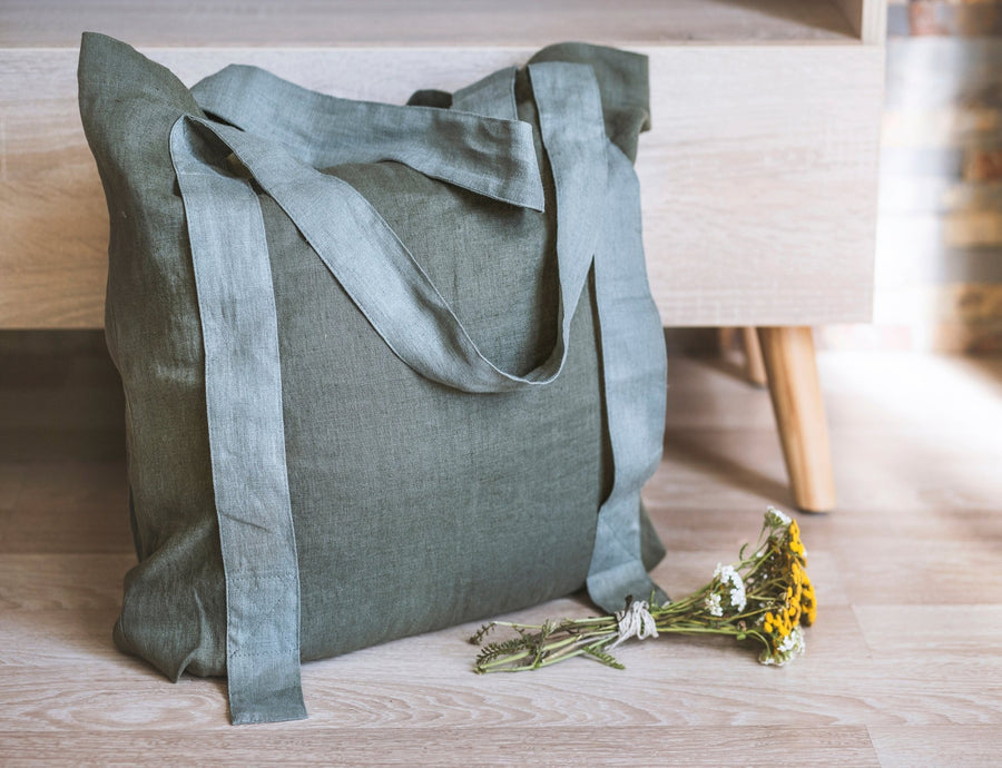 Lemon linen canvas bag - Linen Couture