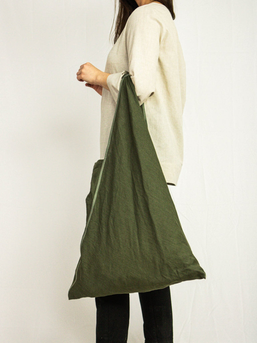 Lemon linen triangle bag - Linen Couture