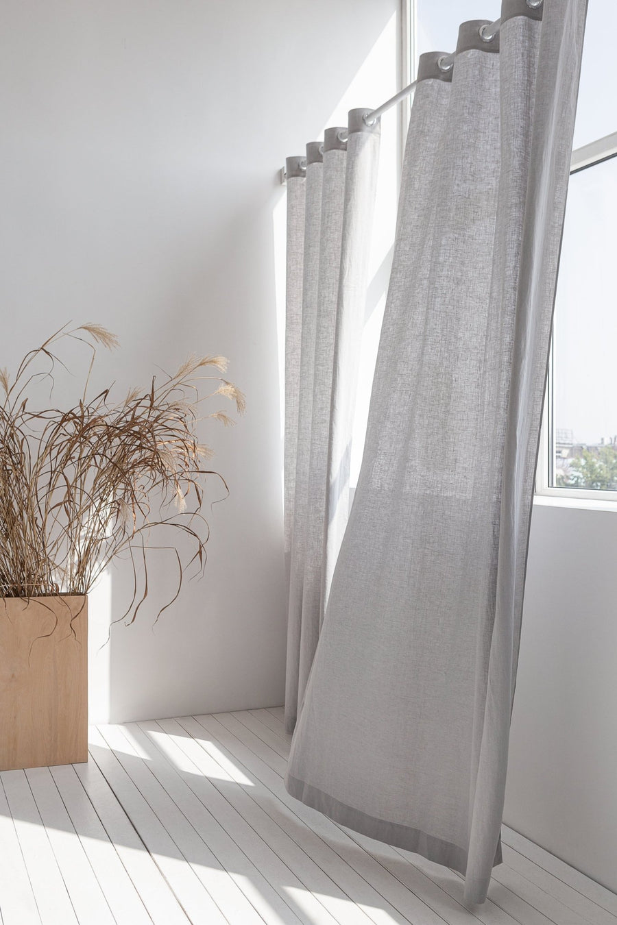 Light Grey linen curtain with grommets - Linen Couture