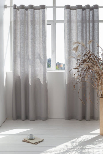 Light Grey linen curtain with grommets - Linen Couture