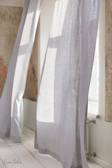 Light Grey linen curtain with multifunctional heading tape - Linen Couture