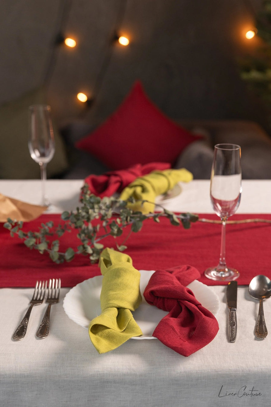 Light Grey linen napkins set - Linen Couture