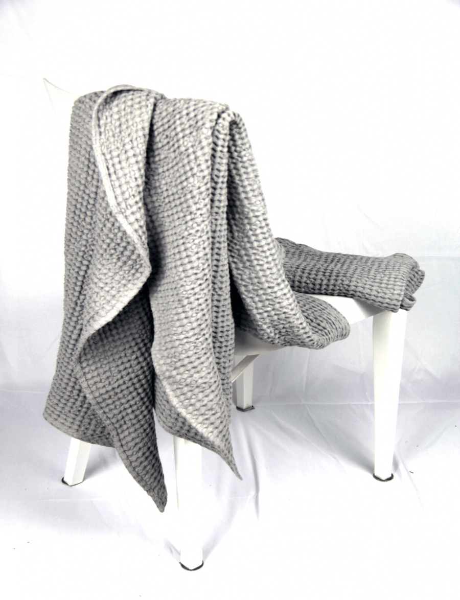 Light Grey linen waffle towel - Linen Couture