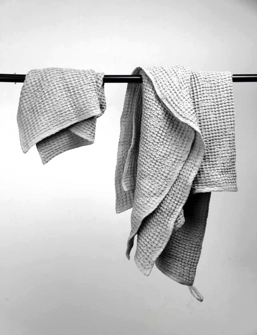 Light Grey linen waffle towel - Linen Couture