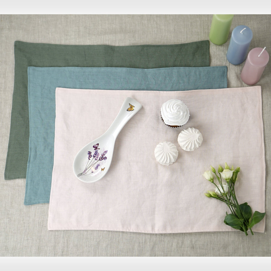 Light pink linen placemats set - Linen Couture