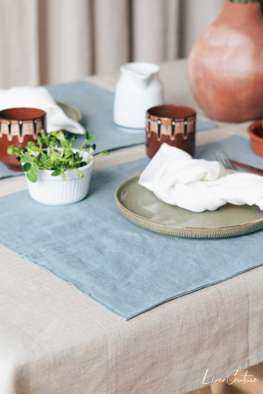 Light pink linen placemats set - Linen Couture