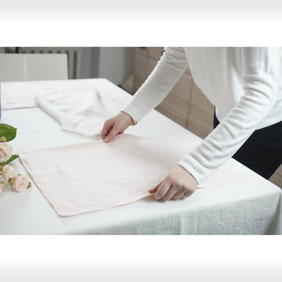 Light pink linen placemats set - Linen Couture