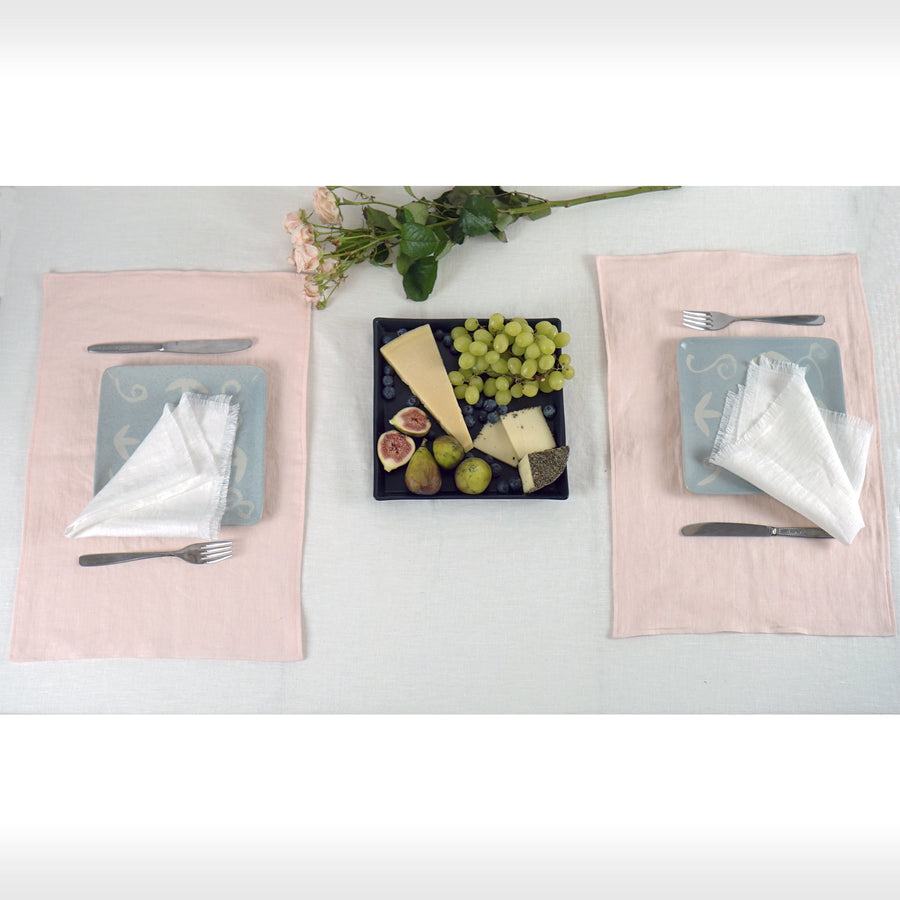 Light pink linen placemats set - Linen Couture