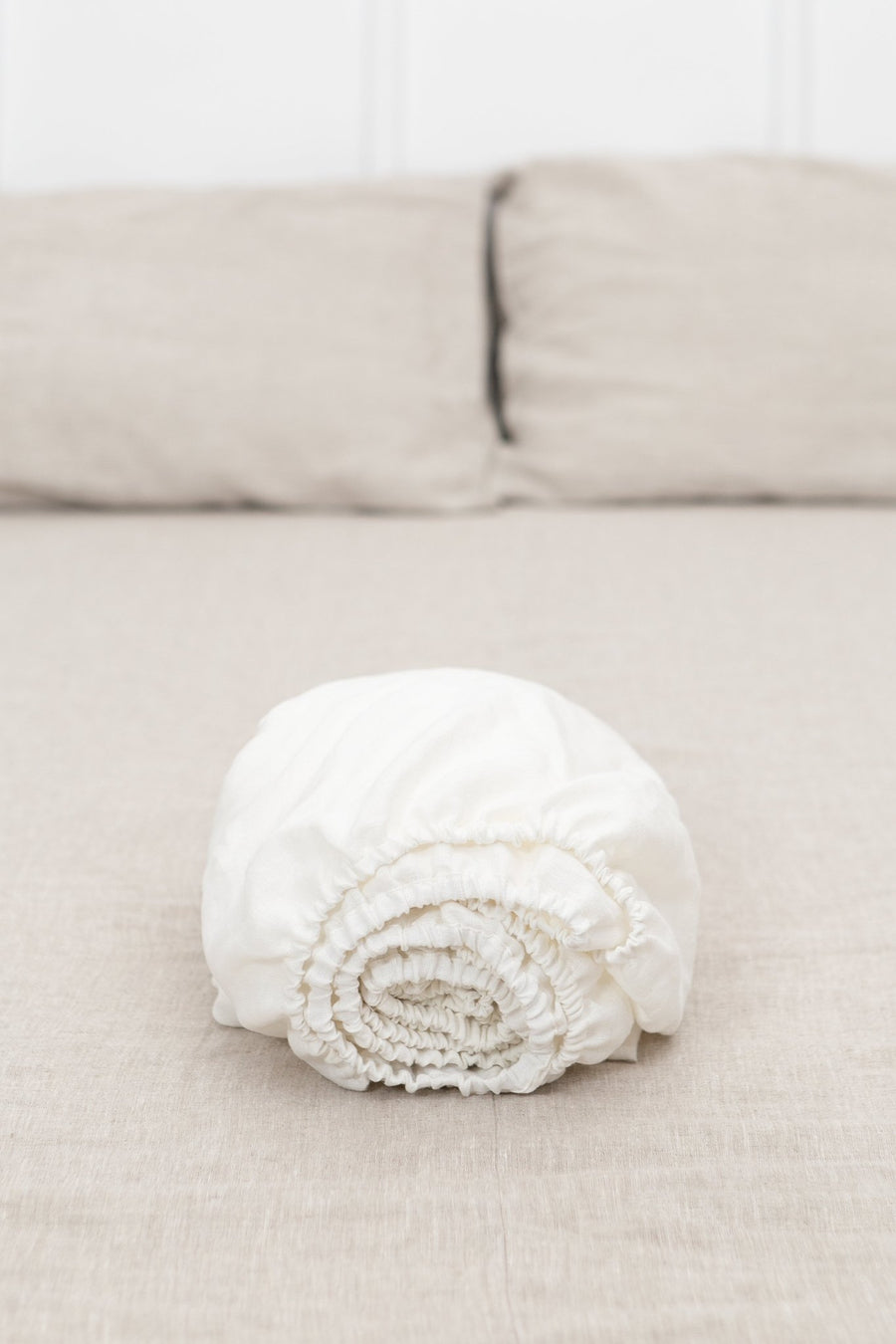 Linen Fitted Bed Sheet in Natural Light - Linen Couture