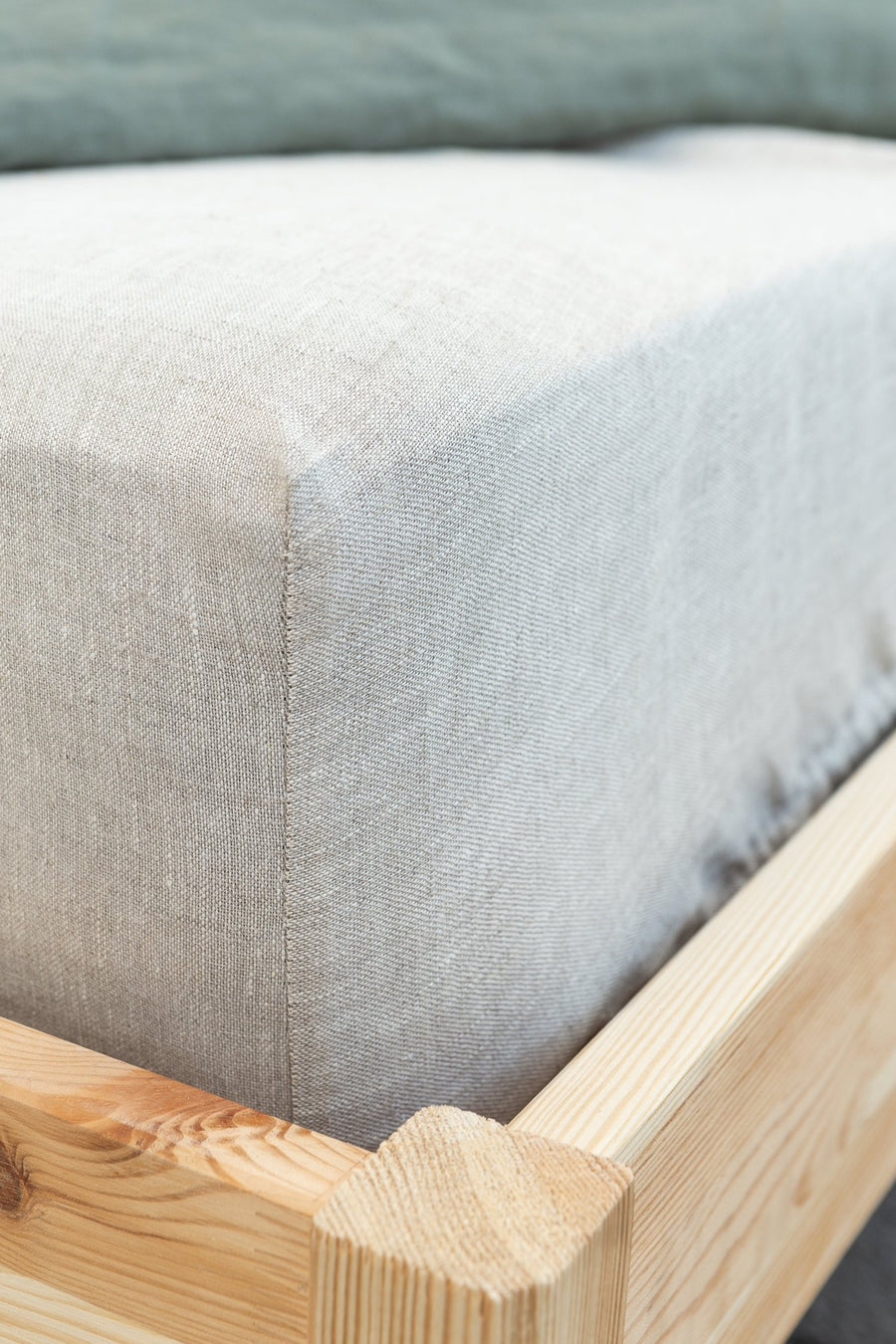 Linen Fitted Bed Sheet in Natural Light - Linen Couture