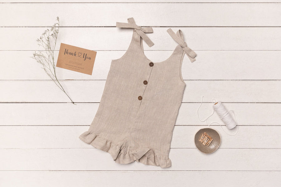 Linen Romper with Ruffles for Kids - Linen Couture