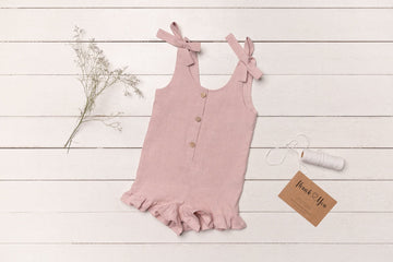 Linen Romper with Ruffles for Kids - Linen Couture