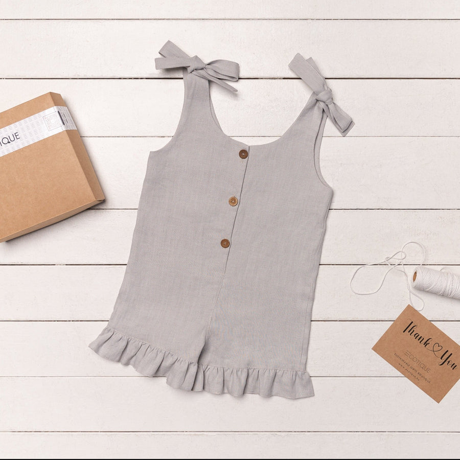 Linen Romper with Ruffles for Kids - Linen Couture