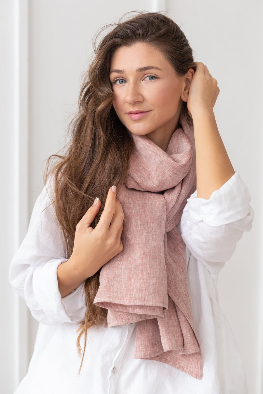 Linen scarf in Pale Pink - Linen Couture