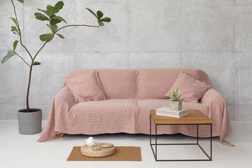 Melange Burgundy linen couch cover - Linen Couture