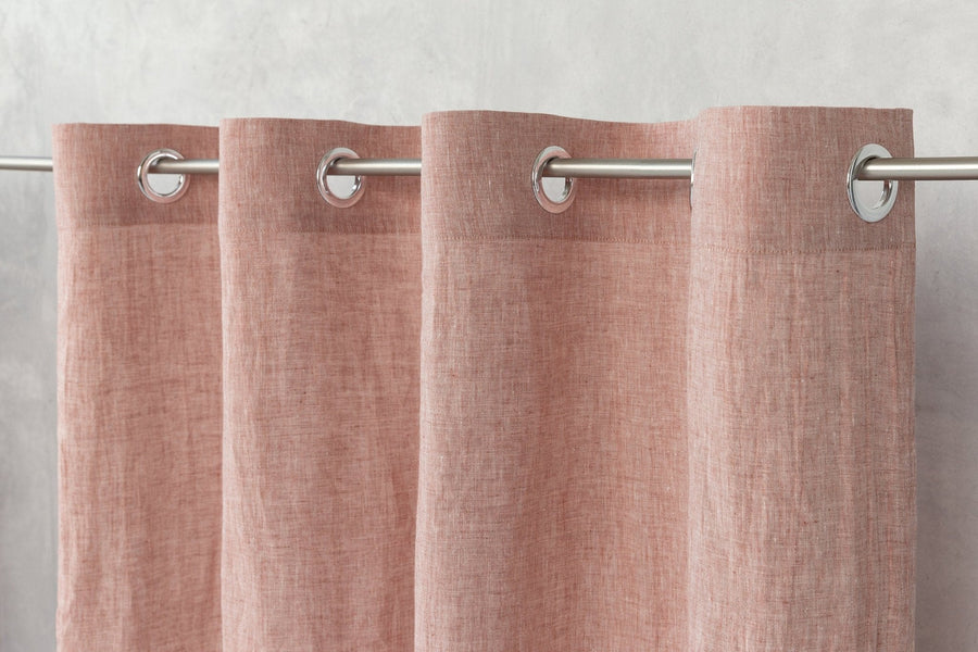 Melange Burgundy linen curtain with grommets - Linen Couture