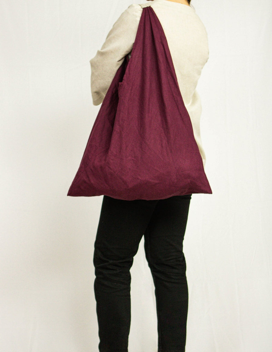 Moss Green linen triangle bag - Linen Couture