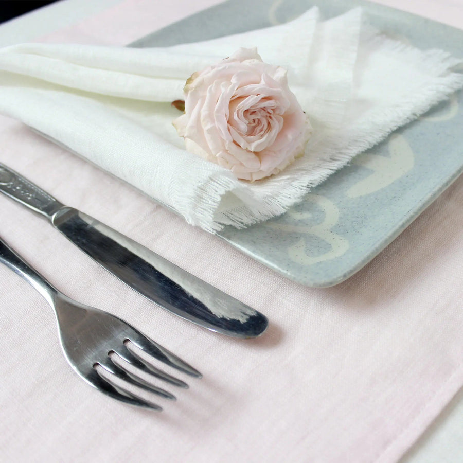Mustard linen napkins set with tassels - Linen Couture