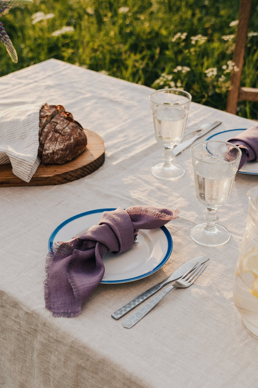 Mustard linen napkins set with tassels - Linen Couture