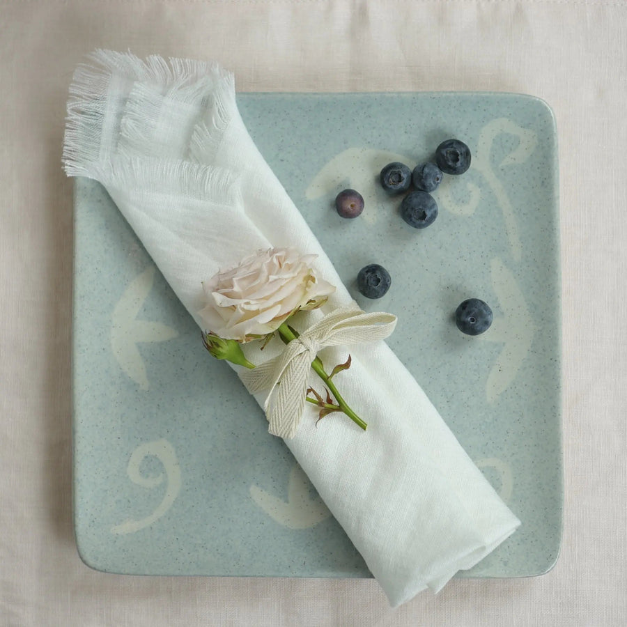 Mustard linen napkins set with tassels - Linen Couture