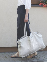 Natural Light linen beach bag with pocket - Linen Couture