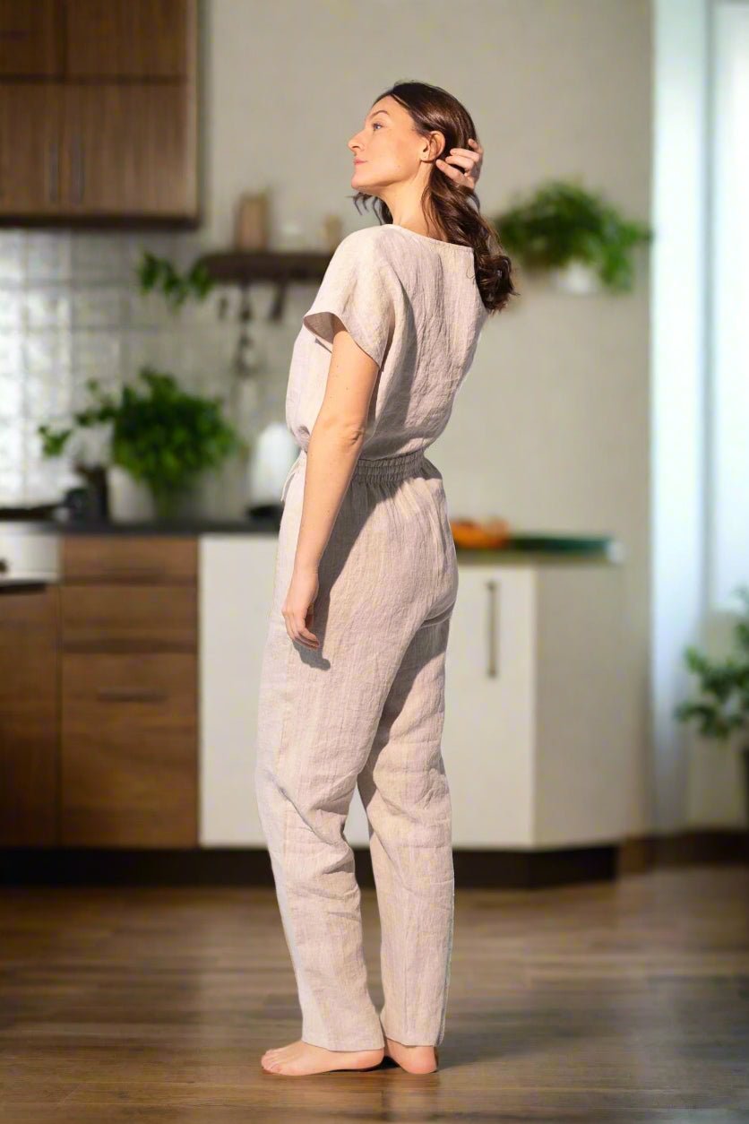 Natural light linen / Natural Linen Pajama set / Linen loungewear / Linen sleepwear - Linen Couture