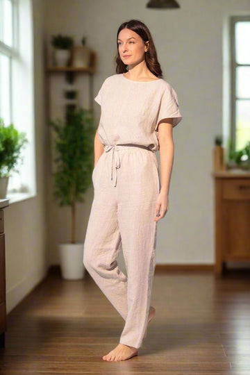 Natural light linen / Natural Linen Pajama set / Linen loungewear / Linen sleepwear - Linen Couture