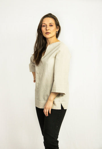 Natural Light linen oversize top - Linen Couture