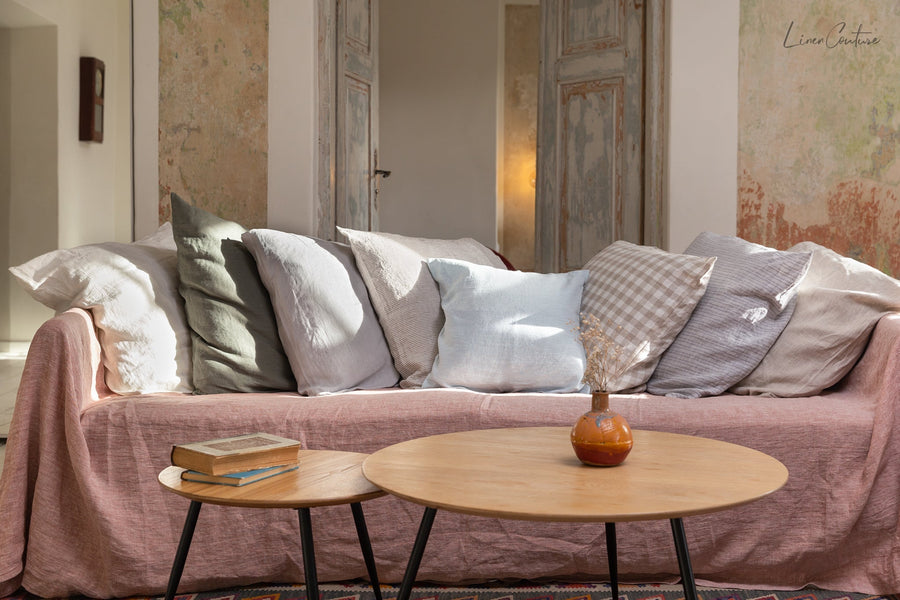 Natural linen couch cover - Linen Couture