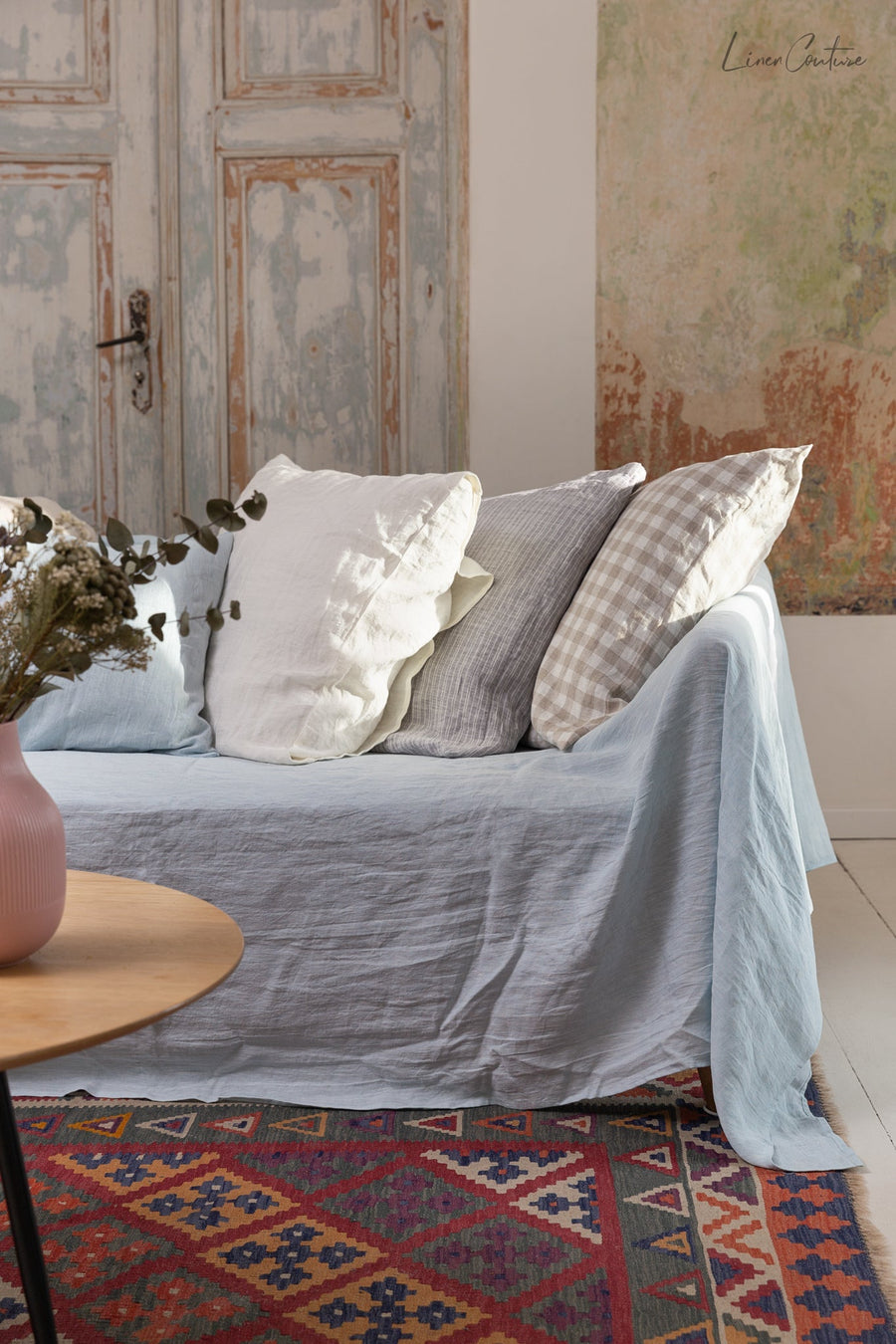 Natural linen couch cover - Linen Couture