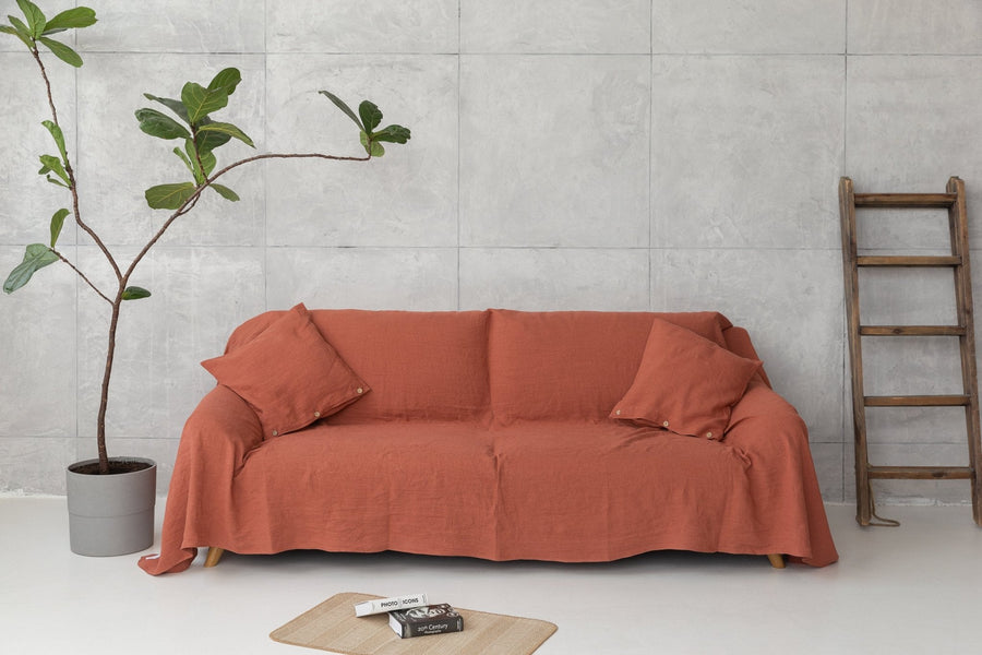 Natural linen couch cover - Linen Couture