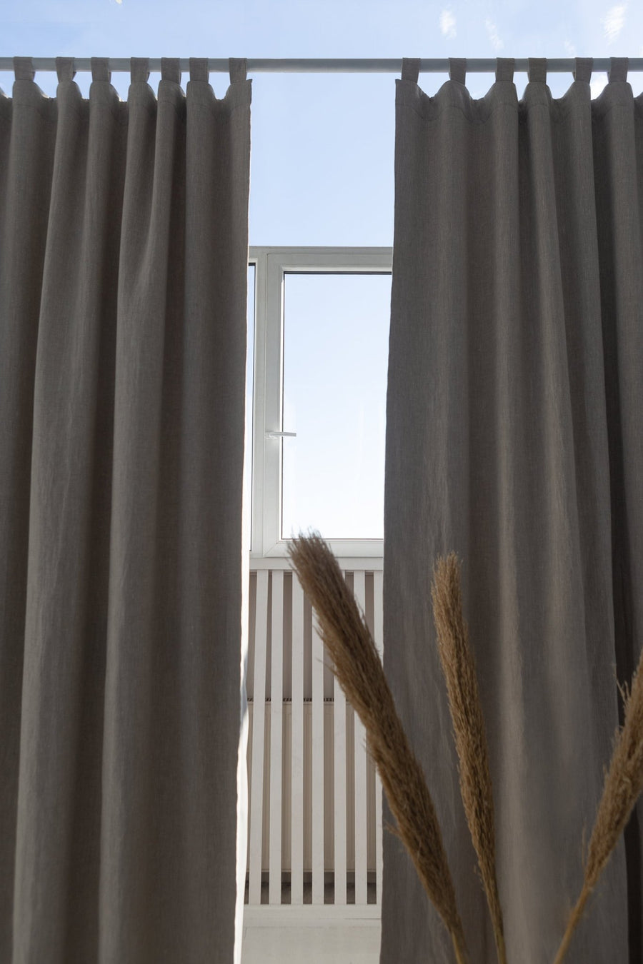 Natural linen curtain with blackout, tabs - Linen Couture