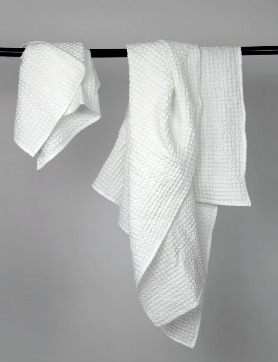 Navy Blue linen waffle towel - Linen Couture