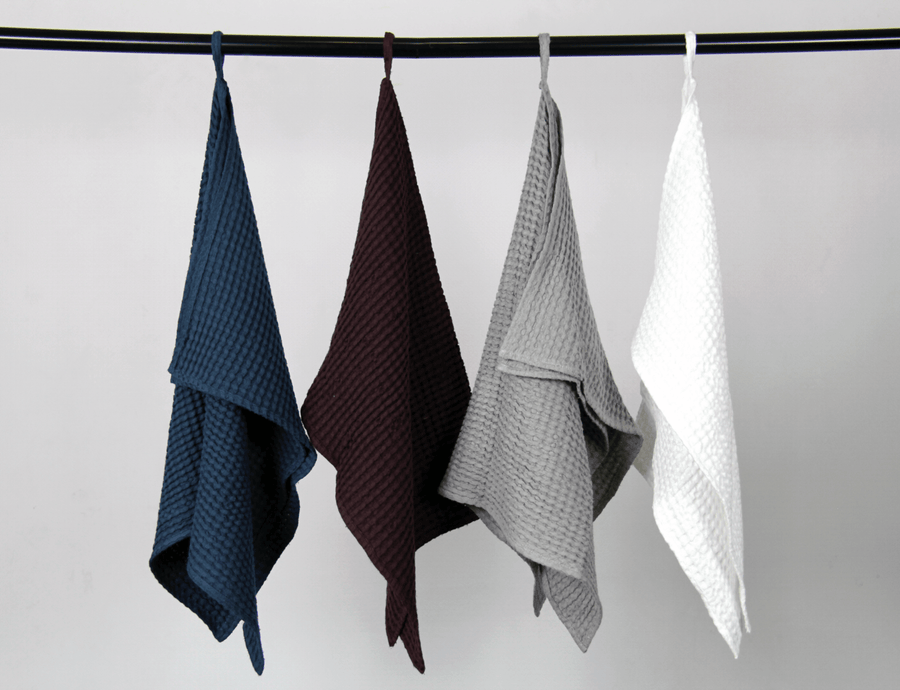 Navy Blue linen waffle towel - Linen Couture