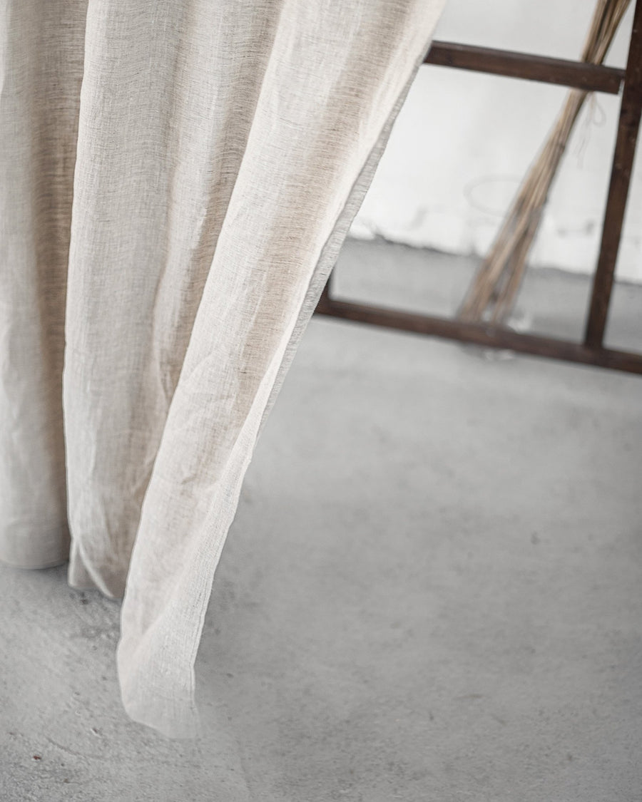 Night Blue linen curtain with tabs - Linen Couture