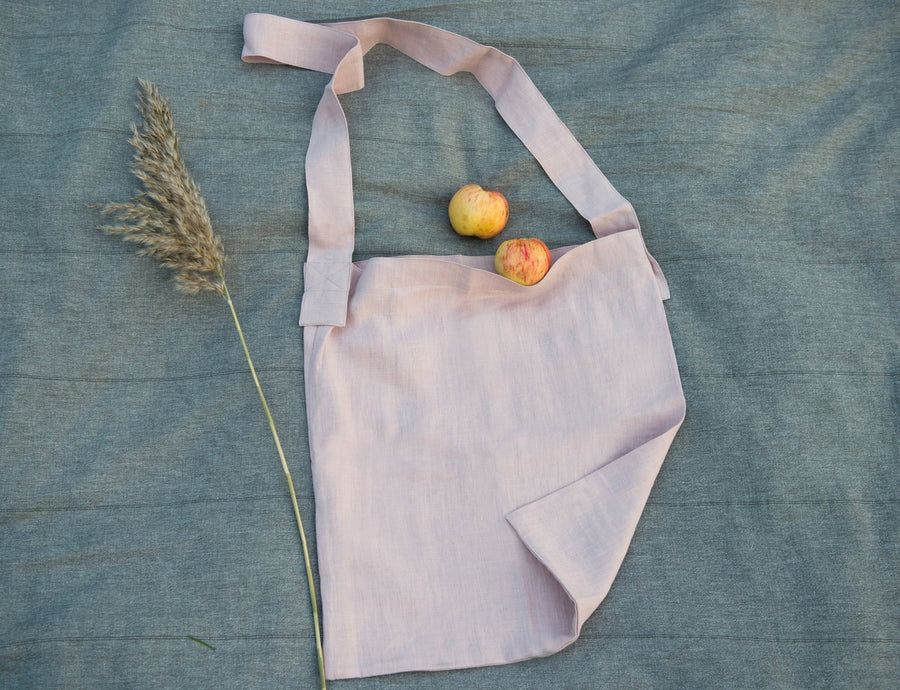Pale Pink crossbody linen bag - Linen Couture