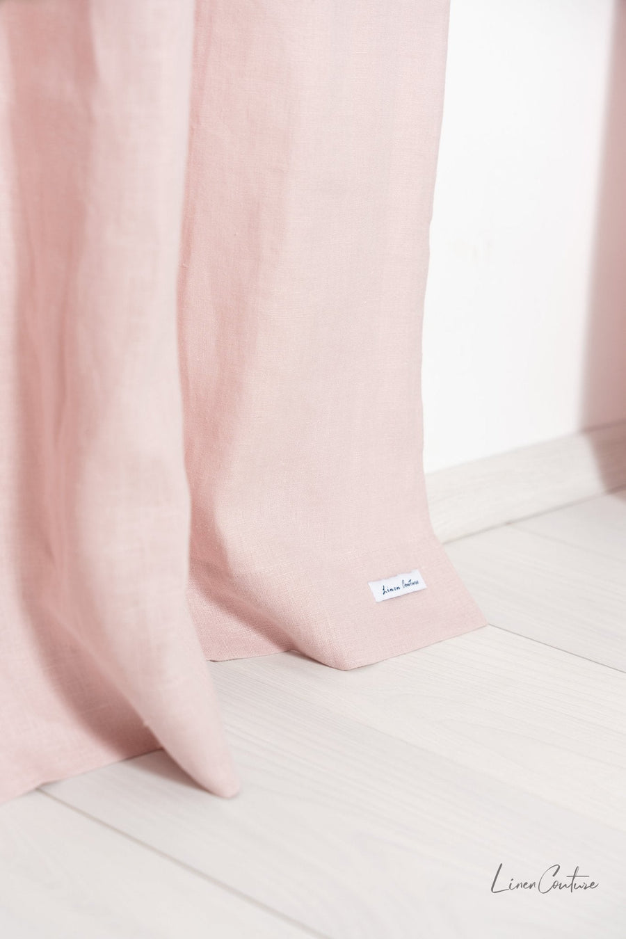 Pale Pink linen curtain panel with rod pocket - Linen Couture
